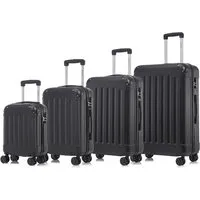 YONSLY Kofferset 4er Set, Reisekoffer Trolley mit 360° Rollen ABS-Hartschalen, 4 Rollen, (4 tlg., Sicherheitsschloss Weichem Gummigriff Handgepäck S/M/L/XL), Leichtes Gepäckset Trolley 4er Koffer Set, Reisekoffer