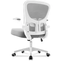 Durrafy Bürostuhl Ergonomischer Bürostuhl,Schreibtischstuhl mit klappbaren Armlehnen (Höhenverstellbarer Drehstuhl mit Wippfunktion bis 130°,Computerstuhl mit verstellbarer Lendenwirbelstütze und leisen Rollen), Chefsessel mit 150 kg Tragfähigkeit