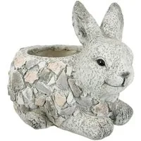 I.GE.A. Pflanzkübel Blumenkübel Hase aus Magnesia (1 St), Blumentopf Kübel Pflanzgefäß für Sukkulenten Gartendeko Terrassendeko