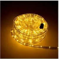 Trade-Shop LED-Lichterschlauch LED-Beleuchtung 36 LED/Meter für Balkon Terrasse Garten, Warmweiß 5m, Länge des Stromkabels: ca. 40cm / Set mit Endkappe und Montageclips