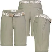 SUBLEVEL Bermudas Damen Short Bermuda kurze Hose Sommer Chino Short Stoff Hose Gürtel