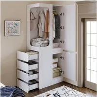 STILVORA Kleiderschrank mit Kleiderständer,Aufwahrungsschrank Garderobenständer mit Schubladen (mit 4 Schubladen & offenem Hängefach, 1 Tür, 1-St., 70×40×170 cm)