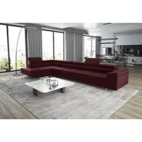 thematys Ecksofa ASTON MAXI 405 x 203cm mit Schlaffunktion & Bettkasten –, L-Sofa mit 5 verstellbaren Kopfstützen, Samt (Monolith), Cord (Poso) - L-Form, XL-Wohnlandschaft, 405 cm breit