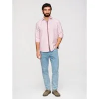 OMBRE Langarmhemd Herren Oxford Langarmhemd Regular Fit Peach L (kein Set, 1-tlg) Melange-Oberfläche