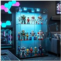 NMCXXO Glasvitrine Glasvitrine mit LED-Beleuchtung, modern und stilvoll (1 tlg) Standvitrine/Glasvitrine 2x Glastür 4-lagig, Große Kapazität