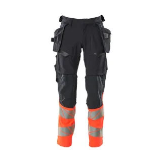 MASCOT Herren Hose mit Hängetaschen ACCELERATE SAFE Schwarzblau / Hi-vis Rot 62 - 19131-711-10222-90C62