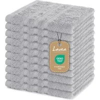 Lavea Seiftuch 10er Gästehandtücher Set 30x30 cm Elena Frottee, kleine Waschlappen, 100% Baumwolle (10er Set), 500 g/m² Frottier, weich & saugstark, pflegeleicht