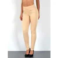 ESRA Stretch-Hose Sehr enge Damen Treggings Hose Gummi-Bund Stretch Hose J189 Damen High Waist Skinny Hose mit elastischem Bund Treggings Hose
