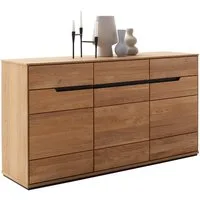 Lomadox Sideboard AVESTA-06, in Eiche, teilmassiv, grifflos mit schwarzen Griffblenden
