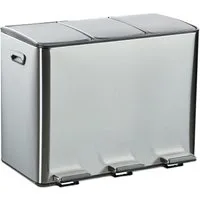 relaxdays Mülltrennsystem Mülleimer 3 Fächer 15 Liter, silber