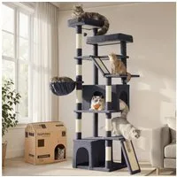 FEANDREA Kratzbaum Großer Katzenbaum mit Sisalstämmen, Mehrstöckiger Kletterbaum, mit Kratzbrett und Sisalstämmen für Große Katzen 55 x 45 x 185 cm