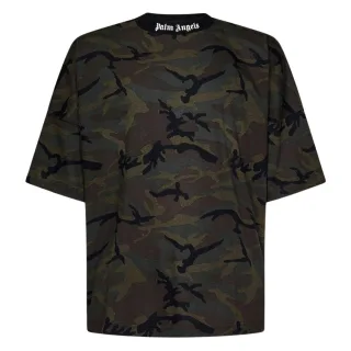 Palm Angels - Oversize-t-shirt Mit Klassischem Camo-logo Im Militärstil