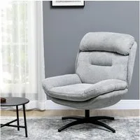 HOMCOM Relaxsessel Drehbar Loungesessel mit Wasserabweisend Chenille-Optik (Polsterstuhl, 1-St., Sessel), für Wohnzimmer, Grau
