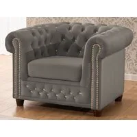 S-Style Möbel Chesterfield-Sessel Cleo Blink aus Samt mit Kristallsteppung und braunen Massivholzfüßen, mit Wellenfederung