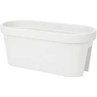 Spetebo Balkonkasten Balkon Blumentopf oval 60 x 28 cm - weiß (Packung, 1 St., bestehend aus 1x Pflanzkasten mit 4 Einhänge-Clips), Kunststoff Pflanzkasten zum Einhängen am Geländer