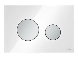 Tece loop WC-Betätigungsplatte Zweimengen Glas weiß glzd. Tasten Chrom matt, 9240659 9240659