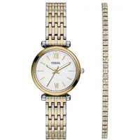Fossil Quarzuhr Carlie ES5450SET, (Set, 2-tlg., Uhr mit Armband), Armbanduhr, Damenuhr, Edelstahlarmband, Ideal auch als Geschenk