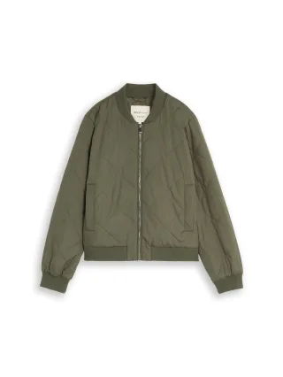 Denim Tom Tailor - Steppjacke mit Bomberkragen urban olive green - Gr. - XS