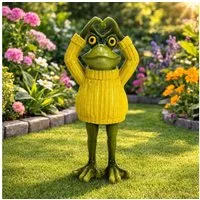 Online-Fuchs Gartenfigur lustiger Frosch für Garten, Balkon & Terrasse - Deko Figuren für außen, (mit Herzerl über dem Kopf, süße Geschenkidee), aus langlebigem Kunstharz gefertigt, wetterfest - 27 cm groß
