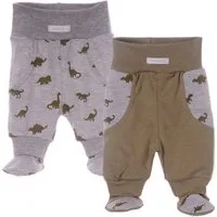 La Bortini Schlupfhose 2er Pack Baby Hosen mit Fuß Kinder Hose mit Dinos Mustzer aus reiner Baumwolle, 44 50 56 62 68 74 80 86 92 98