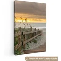 OneMillionCanvasses® Leinwandbild Strand - Meer - Düne - Weg, Fotodruck (1 St), Leinwand Canvas Wandbild, Wanddekoration 20x30 cm
