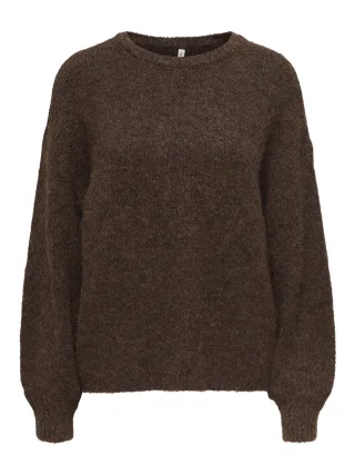 ONLY - ONLNELLIE LS O-NECK KNT NOOS Coffee Bean - Gr. - S