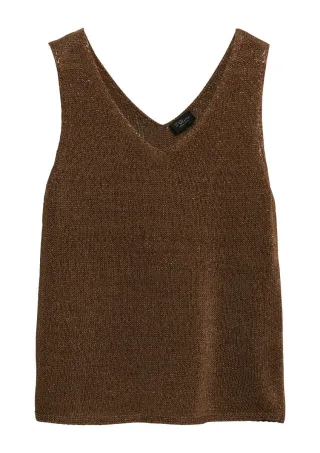 s.Oliver BLACK LABEL - Strickpullunder mit V-Neck braun - Gr. - 46