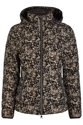Barbara Lebek - Jacke Down Free mit Kapuze taupe/black - Gr. - 42