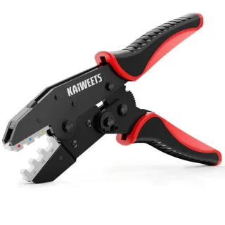 KAIWEETS KDC02 Crimping Tool AWG 22-10 Adjustable Ratchet Mechanism Heat Shrink Connectors Insulated Electrical Connecto
