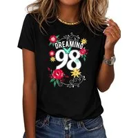 RMK T-Shirt Damen Shirt Rundhals Basic "Dreaming 98" aus Baumwolle