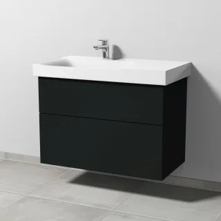 Sanipa 3way Waschtischunterbau zu Geberit Xeno2 Waschtisch mit 2 Auszügen, Vulkan-Matt SP6621V