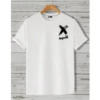 RMK T-Shirt Herren Shirt Basic Rundhals mit X Aufdruck