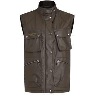 Belstaff Waxed Edition Dunkelgrüne Giletjacke