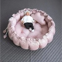 Loolay Bettnestchen PUNKTE Rosa/ MINKY ENGELSNEST Nestchen Babynest Unterlage, (PREMIUM Babyausstattung XXL Babykokon als Nestchen Ø90cm, als Krabbeldecke Ø155cm, 2-tlg., Babynestchen Krabbeldecke Reisebett ►SETS MIT KISSEN u./o. BABYDECKE), 100% Eur