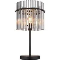 GLOBO LIGHTING Schreibtischlampe, Leuchtmittel inklusive, Warmweiß, Tischlampe Beistellleuchte Glasstäbe rauch klar schwarz LED H 54,5 cm
