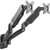 RICOO TV-Wandhalterung Monitor Wandhalterung mit Gasfeder für 2 Bildschirme S4711, (bis 32 Zoll, VESA 75x75 und 100x100, 1-tlg., drehbar neigbar schwenkbar 17" bis 32" Höhenverstellung per Gasfeder, bis 135° Neigung, bis 180° Schwenkung, 360° Drehung