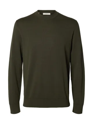 selected men - SLMTORINO LS KNIT REG CREW NECK NOOS Forest Night - Gr. - M