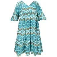 Guru-Shop Midikleid Boho Kurzarm Sommerkleid, Maxikleid,.. alternative Bekleidung
