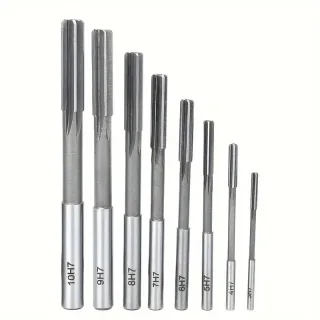8PCS High-Speed Steel Chucking Reamer Set H7 Tolerance 3mm-10mm Diameters Straight Flute Milling Cutter for Lathe Machin