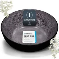 PURE LIVING INTERIOR DESIGN Geschirr-Set Pure Living Servierschüssel »Ibiza«, groß, Steingut, Grau, 1 Personen, Steingut, Großzügige Schüssel zum Servieren, Tischdekorativer Hingucker, Reakti…