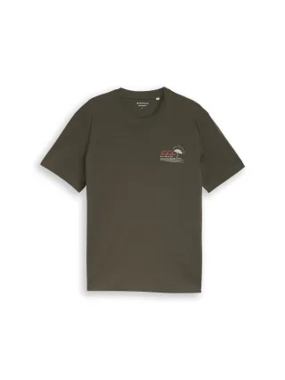 Tom Tailor - T-Shirt mit Print deep leaf green - Gr. - M