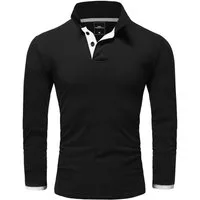 REPUBLIX Poloshirt LEX Herren Basic Langarm Kontrast Polo Hemd