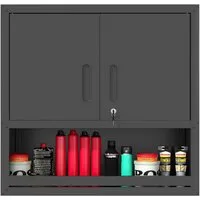 bizoemade Werkzeugschrank Metallschrank Wandmontage H77cm, Schließtür (1-St) 1 höhenverstellbarer Boden & 1 offenes Fach unten