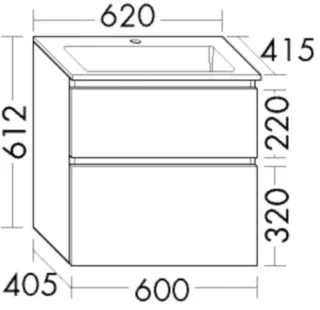 Burgbad Mineralguss-Waschtisch+Waschtischunterschrank Lin20 Melamin Eiche Dekor SGHR062F7331C0001