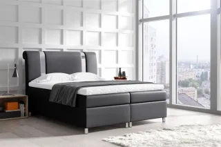 Boxspringbett Schlafzimmerbett NATHAN 120x200cm Kunstleder Schwarz