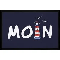 MoonWorks Fußmatte Fußmatte Moin maritim Leuchtturm norddeutsch Hallo Willkommen rutschfest & waschbar Moonworks®, rechteckig