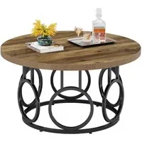 Tribesigns Couchtisch 80cm runder Beistelltisch mit Metallsockel, industrieller Mitteltisch