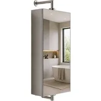 relaxdays Badezimmerspiegelschrank Drehbarer Spiegelschrank aus Edelstahl