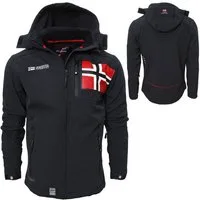 Geographical Norway Softshelljacke Herren Softshell Freizeitjacke Sport Outdoor Wander Trekking Jacke in Unifarbe, mit Kapuze, mit abnehmbarer Kapuze, mit Stehkragen