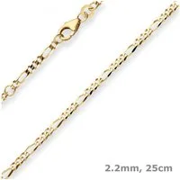 Schmuck Krone Fußkette 2,2mm Figarokette diamantiert Fusskette aus 333 Gelbgold 25cm, Gold 333